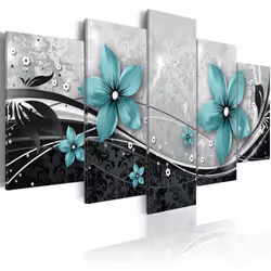 Planete Discount PD8929-200-100, Fleurs et plantes, Noir, Gris, Turquoise, Panneaux MDF, 2000 mm, 20 mm, 1000 mm