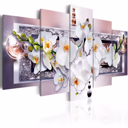 Planete Discount PD11124-100-50, Orchidées, Beige, Crème, Gris, Orange, Argent, Blanc, Panneaux MDF, 1000 mm, 20 mm, 500 mm