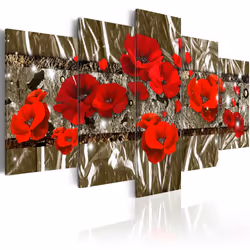 Planete Discount PD11145-200-100, Coquelicots, Or, Rouge, Panneaux MDF, 2000 mm, 20 mm, 1000 mm