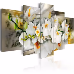 Planete Discount PD11192-200-100, Orchidées, Vert, Gris, Blanc, Jaune, Panneaux MDF, 2000 mm, 20 mm, 1000 mm