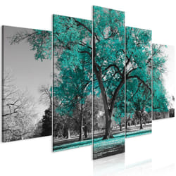Tableau Autumn in the Park (5 Parts) Wide Turquoise - PD9983-200-100