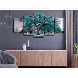Tableau Autumn in the Park (5 Parts) Wide Turquoise - PD9983-200-100