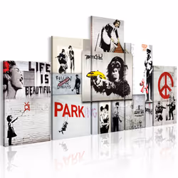 Planete Discount PD8216-200-100, Banksy, Noir, Rouge, Blanc, Jaune, Panneaux MDF, 2000 mm, 20 mm, 1000 mm