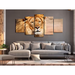 Tableau The King of Beasts 5 Pièces Wide Orange - PD8242-200-100