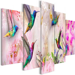 Tableau Colourful Hummingbirds 5 Pièces Wide Pink - PD8253-200-100