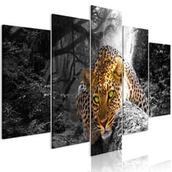 Tableau Leopard Lying 5 Pièces Wide Grey - PD8257-200-100