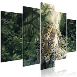Tableau Leopard Lying 5 Pièces Wide Pale Green - PD8258-200-100