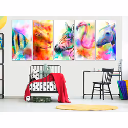 Tableau Rainbow Watercolours 5 Pièces Narrow - PD8261-225-90
