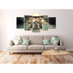 Tableau Zen Buddha Smile (5 Parts) Wide - PD12563-200-100