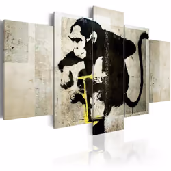 Planete Discount PD8271-200-100, Banksy, Beige, Noir, Jaune, Panneaux MDF, 2000 mm, 20 mm, 1000 mm