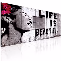 Planete Discount PD8283-225-90, Banksy, Noir, Rouge, Blanc, Panneaux MDF, 2250 mm, 20 mm, 900 mm