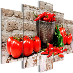 Tableau Nature morte Red Vegetables (5 Parts) Brick Wide - PD11838-200-100