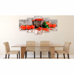 Tableau Nature morte Red Vegetables (5 Parts) Concrete Wide - PD11840-200-100