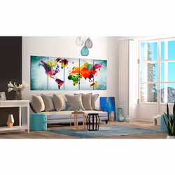 Tableau Cartes du monde World Map: Green Vignette - PD11552-225-90
