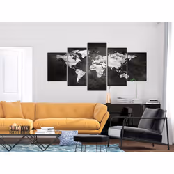 Tableau Cartes du monde Dark World (5 Parts) Wide - PD11559-200-100