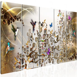 Tableau Hummingbirds Dance 5 Pièces Gold Narrow - PD8285-225-90