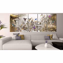 Tableau Hummingbirds Dance 5 Pièces Gold Narrow - PD8285-225-90
