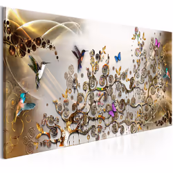 Planete Discount PD8287-150-50, Oiseaux, Or, Multicolore, Blanc, Panneaux MDF, 1500 mm, 20 mm, 500 mm