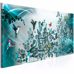 Planete Discount PD8288-150-50, Oiseaux, Multicolore, Turquoise, Blanc, Panneaux MDF, 1500 mm, 20 mm, 500 mm