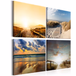 Planete Discount PD10010-40-40, Paysage marin, Beige, Bleu, Marron, Orange, Blanc, Jaune, Panneaux MDF, 400 mm, 20 mm, 400 mm
