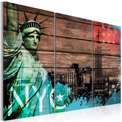 Planete Discount PD12152-90-60, New York, Noir, Bleu, Marron, Vert, Rouge, Panneaux MDF, 900 mm, 20 mm, 600 mm