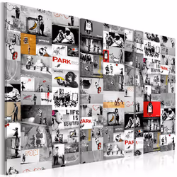 Planete Discount PD8306-120-80, Banksy, Noir, Rouge, Blanc, Jaune, Panneaux MDF, 1200 mm, 20 mm, 800 mm