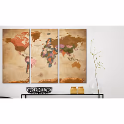 Tableau Cartes du monde Maps: Brown Elegance - PD11580-120-80