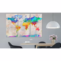 Tableau Cartes du monde World Map: Rainbow Gradient - PD11581-120-80
