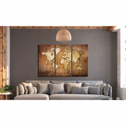 Tableau Cartes du monde World Map: Brown Texture - PD11591-120-80