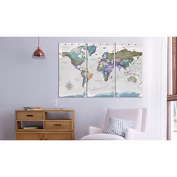 Tableau Cartes du monde World Destinations (3 Parts) - PD11592-120-80