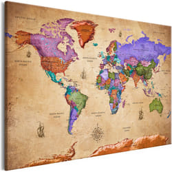 Tableau Cartes du monde Colourful Travels (1 Part) Wide - PD11595-120-80