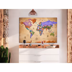 Tableau Cartes du monde Colourful Travels (1 Part) Wide - PD11595-120-80