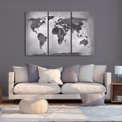 Tableau Cartes du monde Map on Concrete (3 Parts) - PD11597-120-80