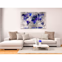 Tableau Cartes du monde World Map: Ink Blots (3 Parts) - PD11599-120-80