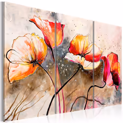 Planete Discount PD11259-120-80, Coquelicots, Beige, Noir, Rouge, Blanc, Panneaux MDF, 1200 mm, 20 mm, 800 mm