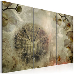 Tableau Vintage, clock and orchid - triptych - PD9130-120-80