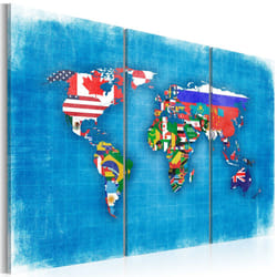Tableau Cartes du monde Drapeaux du monde - triptyque - PD11608-120-80