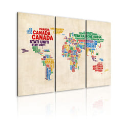 Tableau Cartes du monde Carte italienne aux couleurs vives - triptyque - PD11610-120-80
