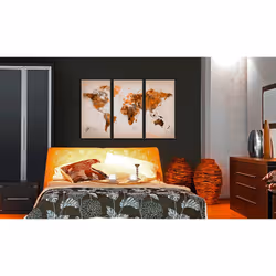 Tableau Cartes du monde Map of the World - Desert storm - triptych - PD11656-120-80