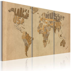 Tableau Cartes du monde Carte du monde en beige et brun - PD11665-120-60