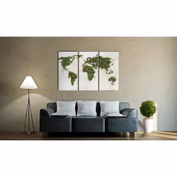 Tableau Cartes du monde Monde vert des papillons - triptyque - PD11673-120-80