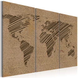 Tableau Cartes du monde Carnet de voyage - triptyque - PD11674-120-80
