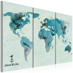 Tableau Cartes du monde Migration aviaire - triptyque - PD11675-120-80