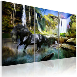 Tableau Cheval sur fond de cascade bleue - PD8330-120-80
