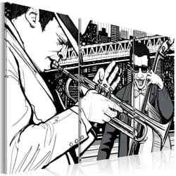 Tableau Personnages Concert de jazz sur fond de gratte-ciels de New York - PD11896-120-80