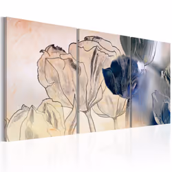 Planete Discount PD11282-120-60, Tulipes, Beige, Noir, Bleu, Panneaux MDF, 1200 mm, 20 mm, 600 mm