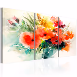 Planete Discount PD11283-60-30, Bouquets de fleurs, Beige, Vert, Rouge, Jaune, Panneaux MDF, 600 mm, 20 mm, 300 mm