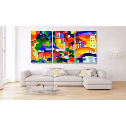 Tableau Villes Colourful Town - PD12178-120-60