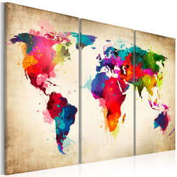 Tableau Cartes du monde Rainbow Continents - PD11687-120-80