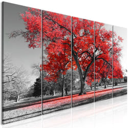 Tableau Autumn in the Park (5 Parts) Narrow Red - PD10083-225-90
